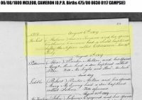 Cameron McLeod 1809 Birth record