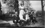 Henry Harrison Garrard (left), George Duncan Macleod, Minnie Eliza Garrard (Macleod, George's wife), Mary Macleod (George's Sister) and A. Garrard Macleod
