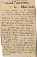 George Duncan McLeod newspaper obituary 